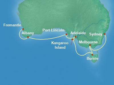Australia, New Zealand Cruise Itinerary Map
