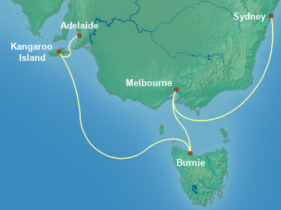 Australia, New Zealand Cruise Itinerary Map