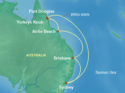 Australia, New Zealand Cruise Itinerary Map