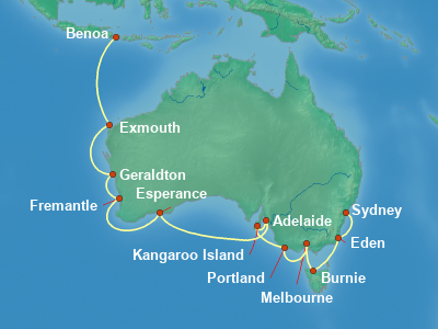 Australia, New Zealand Cruise Itinerary Map