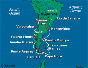 South America Cruise Itinerary Map