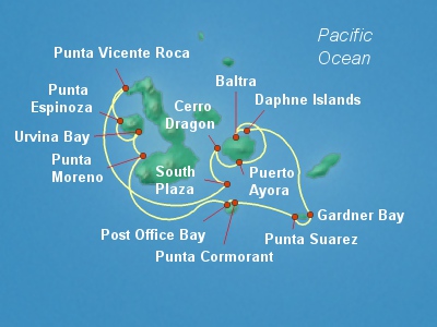 Galapagos Cruise Itinerary Map