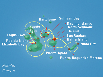 Galapagos Cruise Itinerary Map