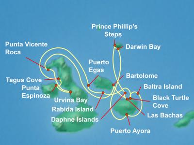Galapagos Cruise Itinerary Map