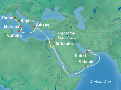 World Cruise Itinerary Map