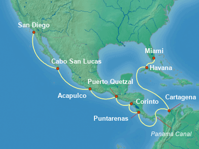 World Cruise Itinerary Map