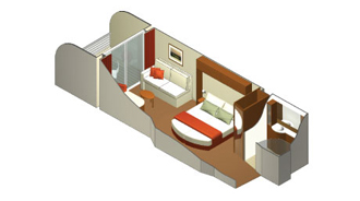 Sample Cabin Image for Category Code 2B (Deluxe Ocean View Stateroom Veranda)