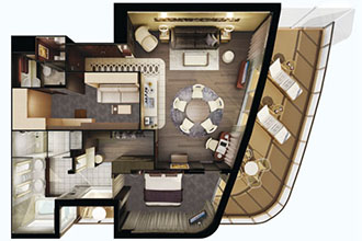 Sample Cabin Image for Category Code H2 (The Haven Deluxe Owner's Suite with Large Balcony)
