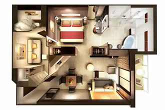 Sample Cabin Image for Category Code H6 (The Haven 2-Bedroom Family Villa with Balcony)