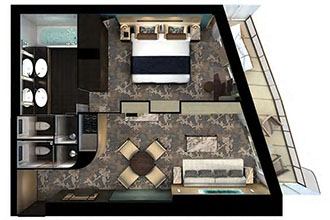 Sample Cabin Image for Category Code HC (The Haven Aft-Facing Penthouse with Balcony)