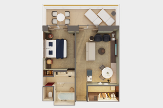 Sample Cabin Image for Category Code H5 (The Haven Owner's Suite with Master Bedroom & Large Balcony)