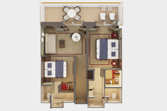 Sample Cabin Image for Category Code H6 (The Haven 2-Bedroom Family Villa with Large Balcony)