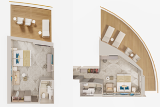 Sample Cabin Image for Category Code M2 (Forward-Facing Club Balcony Suite with Large Balcony)