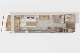 Sample Cabin Image for Category Code MA (Aft- Facing Club Balcony Suite)