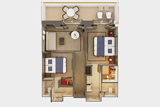 Sample Cabin Image for Category Code H6 (The Haven 2-Bedroom Family Villa with Large Balcony)