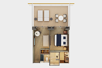 Sample Cabin Image for Category Code HB (The Haven Aft-Facing Penthouse with Master Bedroom & Large Balcony)