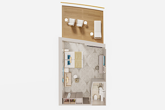 Sample Cabin Image for Category Code M2 (Forward-Facing Club Balcony Suite with Large Balcony)