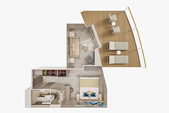 Sample Cabin Image for Category Code SK (Forward-Facing Suite with Master Bedroom & Large Balcony)