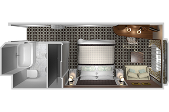 Sample Cabin Image for Category Code C2 (Deluxe Stateroom w/ Large Picture Window Forward)