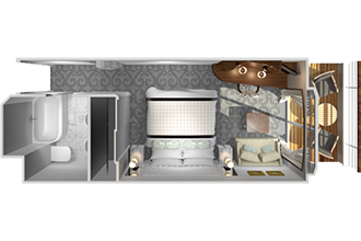 Sample Cabin Image for Category Code A2 (Deluxe Stateroom w/ Verandah slightly limited view)