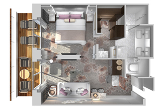 Sample Cabin Image for Category Code SP (SeaBreeze Penthouse Suite w/ veranda & third berth)