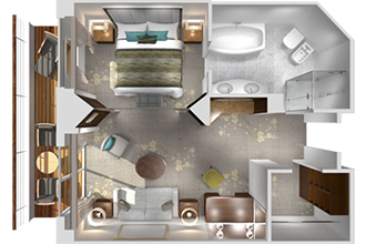 Sample Cabin Image for Category Code PS (Penthouse Suite with Veranda and Third Berth)