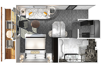Sample Cabin Image for Category Code PH (Penthouse with Verandah and Third Berth)