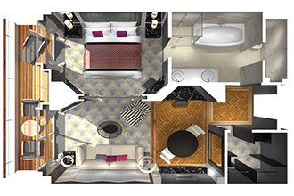 Sample Cabin Image for Category Code PS (Penthouse Suite with Verandah and Third Berth)